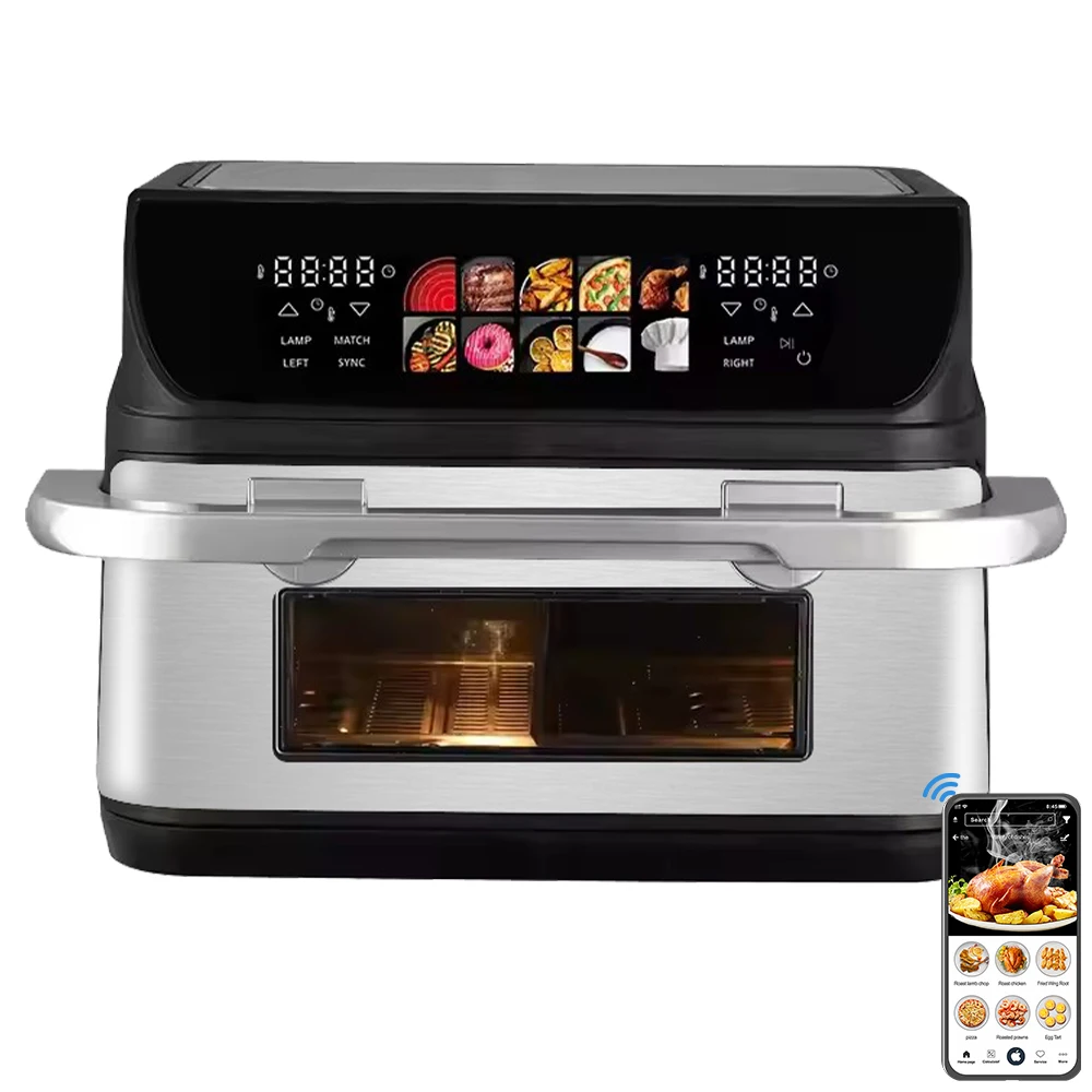 

&* 2025 Dual Air Fryer With Smart Color Screen 1800W Auto Large Capacity Oil-Free Healthy Energy Saving Air Fryer Oven