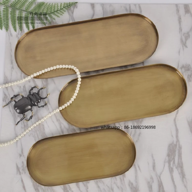Foreign Brass European Nordic Ins Style Tray Personalized Creative Household Basin Desktop Jewelry Storage Tray Decoration