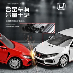 1:24 HONDA CIVIC TYPE-R Alloy Die Cast Toy Car Model Sound and Light Children's Toy Collectibles Birthday gift