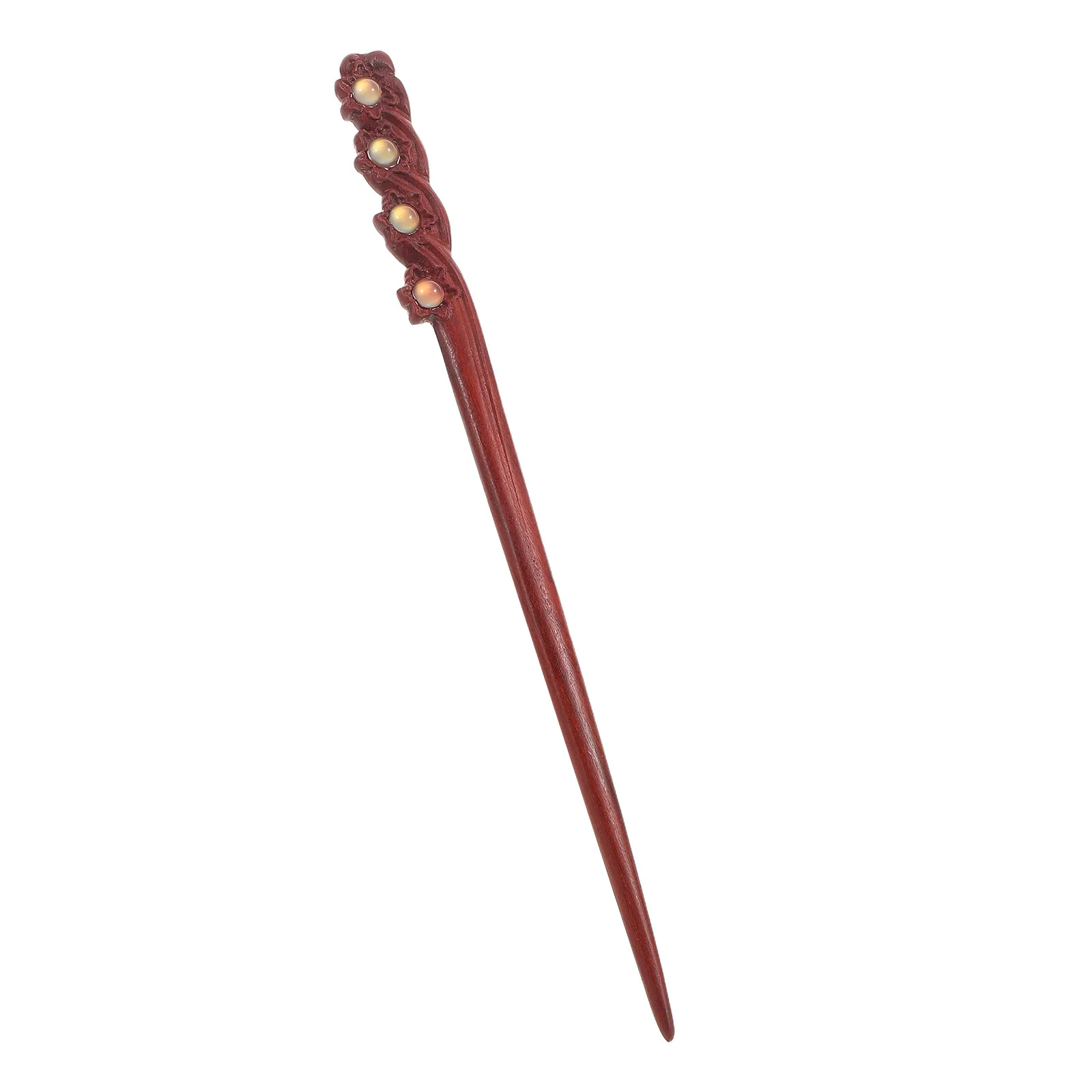 

Vintage Red Sandalwood Hair Stick Double-Sided Carved Hairpin for Women Hanfu Hair Accessories Classic Chinese Style