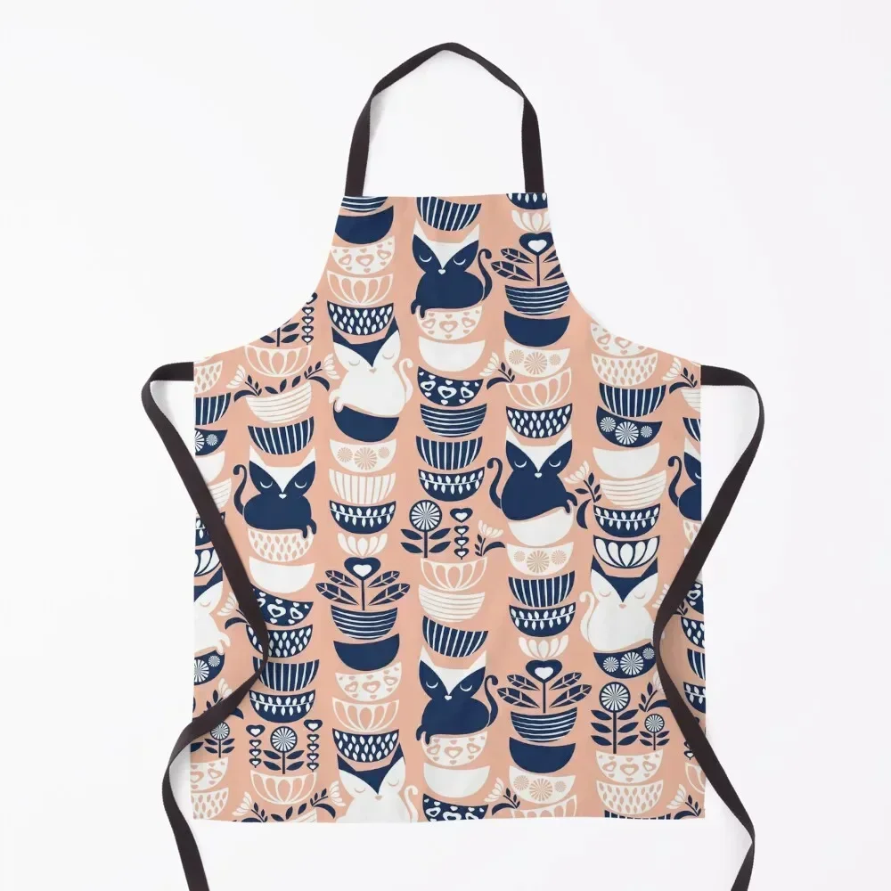 

Swedish folk cats V // flesh background Apron home women Hairdresser Kitchen New 2022 Year Woman Kitchen Apron