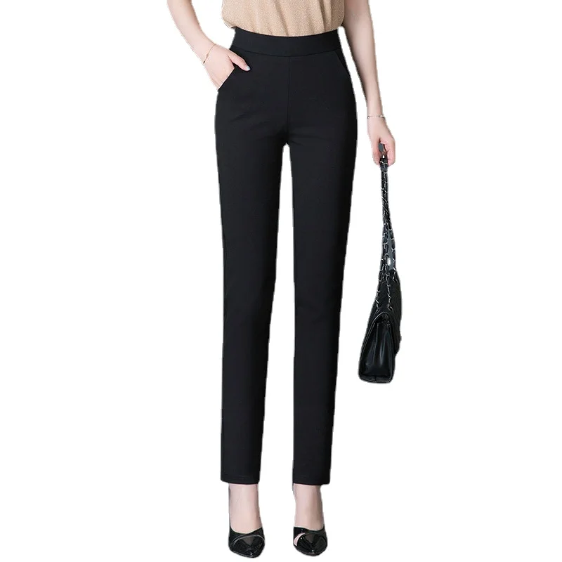 Nowe jesienne spodnie damskie z wysokim stanem, proste, codzienne, plus size, spodnie damskie typu pantalones. — zdjęcie 6