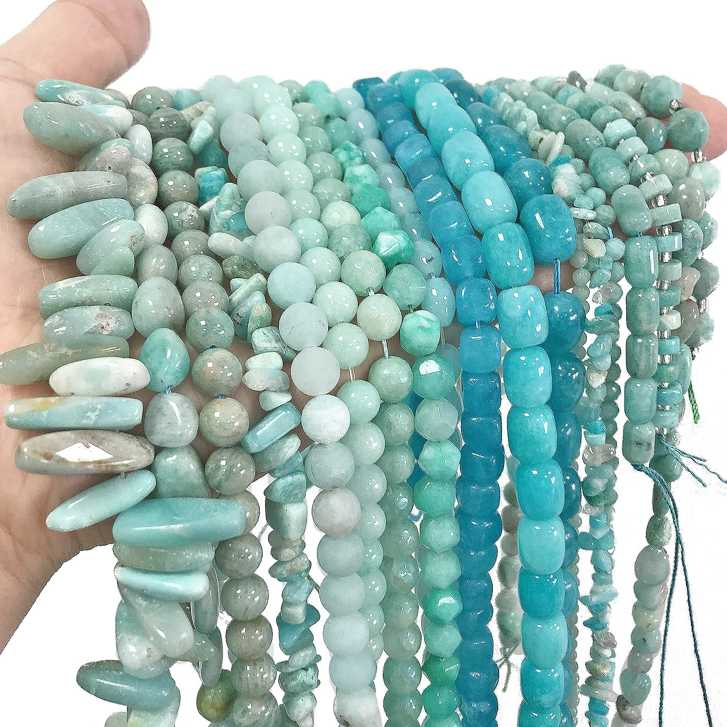 High Quality Natural Stone Faceted Round Irregular Amazonite Loose Spacer Stone Beads for Bracelets Necklace DIY Jewelry Making