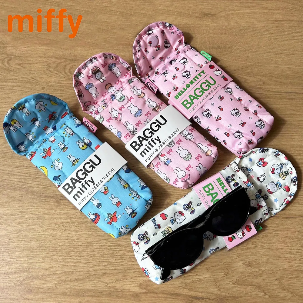 Kawaii Miffy nouveau style mignon étui à lunettes dessin animé lapin impression portable attraction magnétique lunettes de soleil sac de rangement fille cadeau