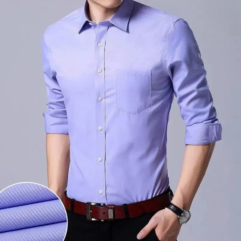 

Plus Large Size 9XL Slim Fit Men's Business Long Sleeved Shirt Black Casual Work Regular Classic Male Social Dress Shirts KOACUS