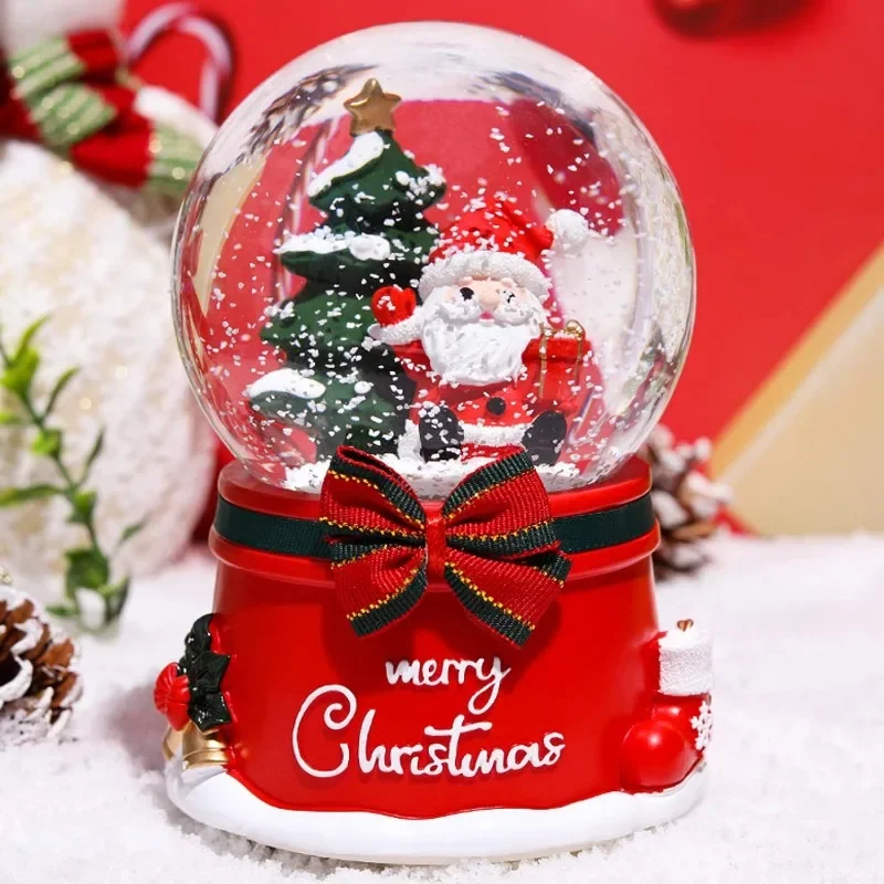 

Chstmas Gifts Old Man Crystal Ball with 8 Music and 4 Color Lights Santa Snow Globe Princess Birthday Gift New Year Gifts Snow