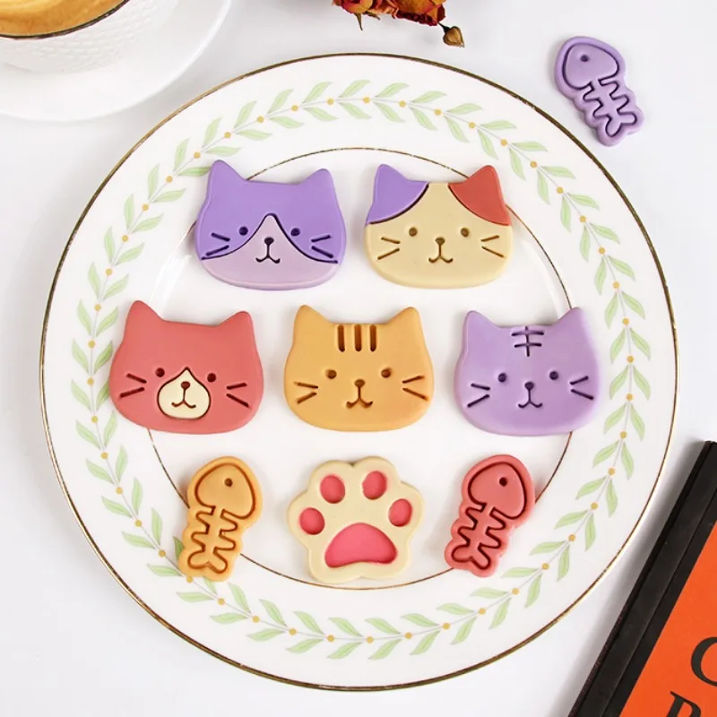 

Cartoon Cat Cookie Cutter Animal Fondant Sugar Crafts Biscuit Mold Pet Cat Kitten Fishbone Pastry Bakery Accessories Baking Tool