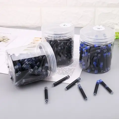 100개 Jinhao 유니버설 블랙 블루 만년필 잉크 주머니 카트리지 2.6mm 리필 D5QC