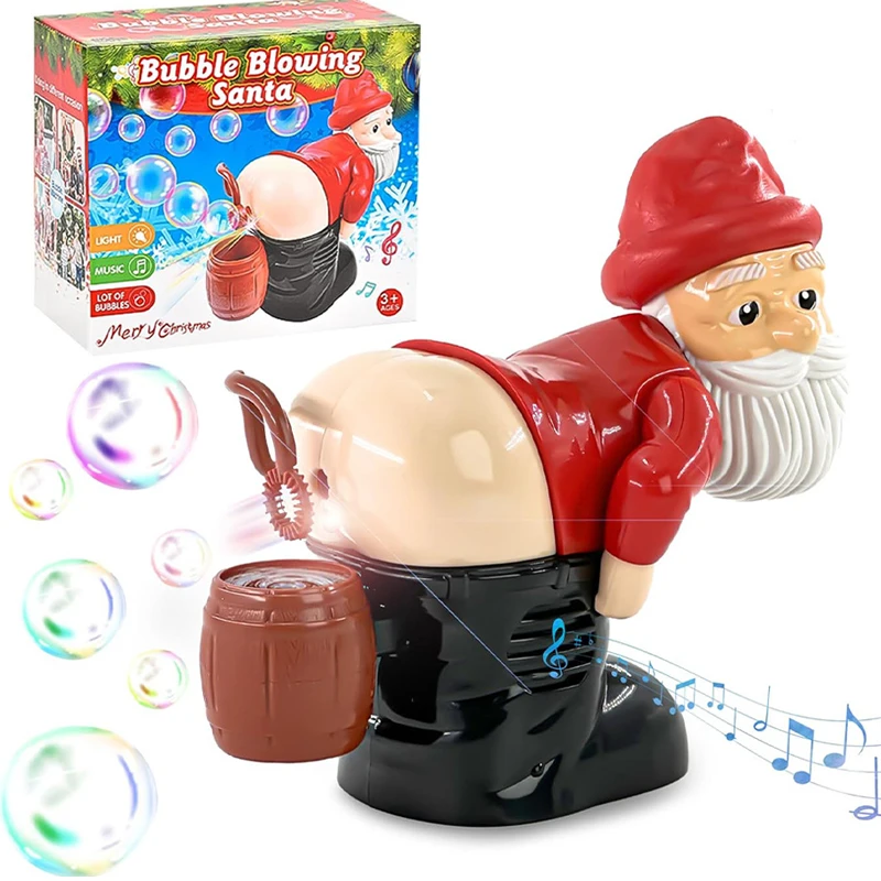 Christmas Santa Claus Butt Bubble Gnomes Farting Bubble with Music Electric Fart Santa Novelty Xmas Gift Party Decoration