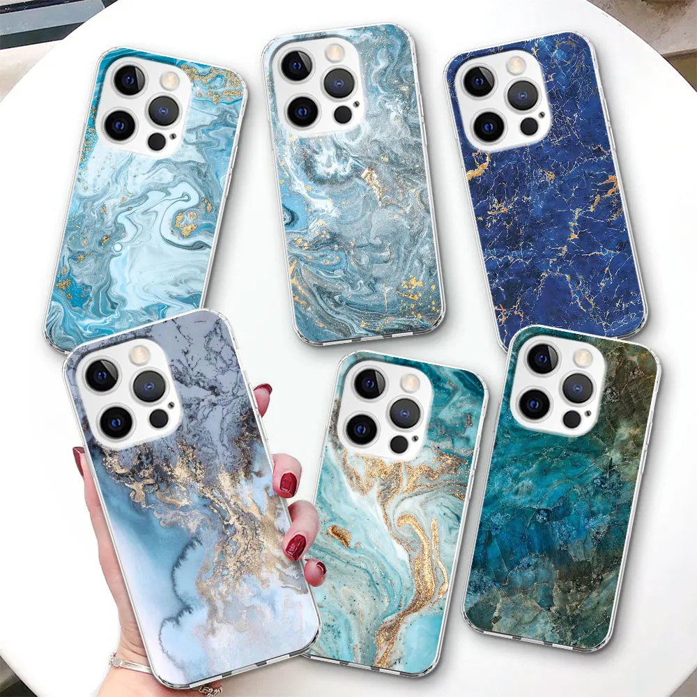 Colorfull Marble Case for iPhone 17 Air 14 12 15 Pro 7 8 Plus 13 Mini XR X XS Max SE 2022 2020 TPU Transparent Phone Cover Shell