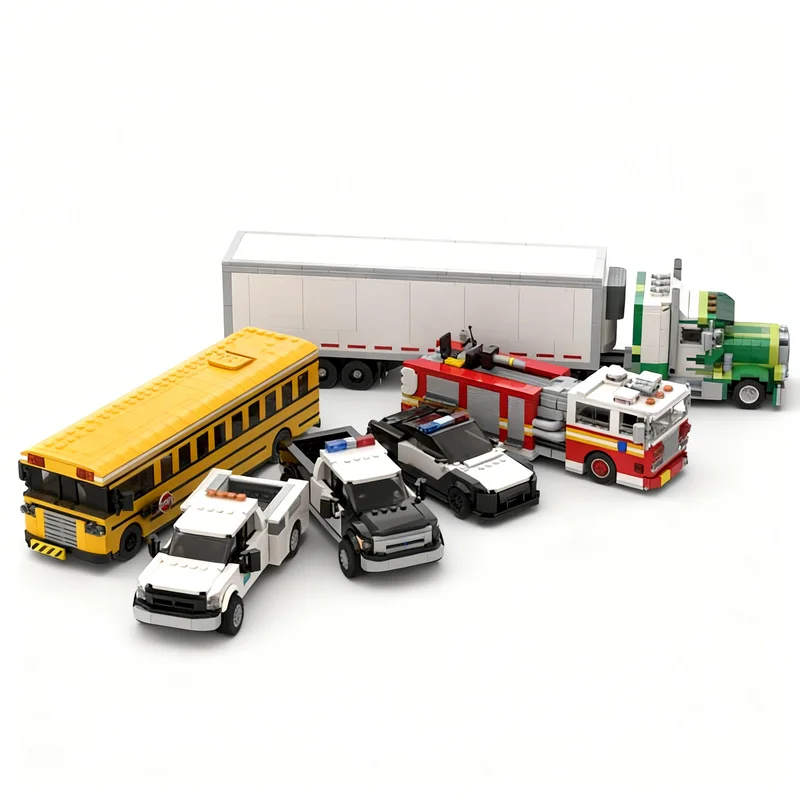 3450pcs MOC City Champions Service Vehicle Pack #2 - Six Vehicles Model Building Blocks Christmas Gift Toys DIY Craft Creative