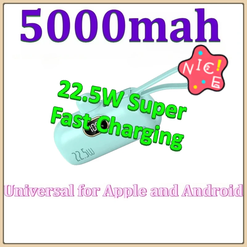 

Mini Portable Mobile PowerBank Type-C / iOS Fast Charging for IPhone for Samsung for Xiaomi for HUAWEI External Battery 5000mah