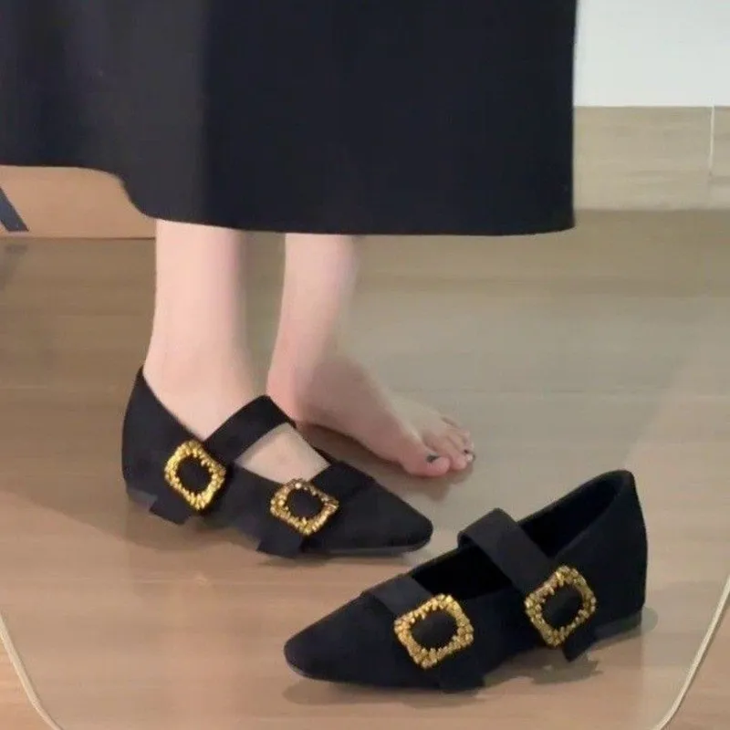 

French Vintage Mary Jane Shoes 2025 New Spring Autumn Women's Pointed Toe Shoes Elegant Female 5cm Inner Increased Single Shoes