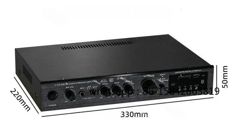 5.1 Channel High Power Amplifier Heavy Bass Home Theater Stage Outdoor Bluetooth Amp with FM Radio