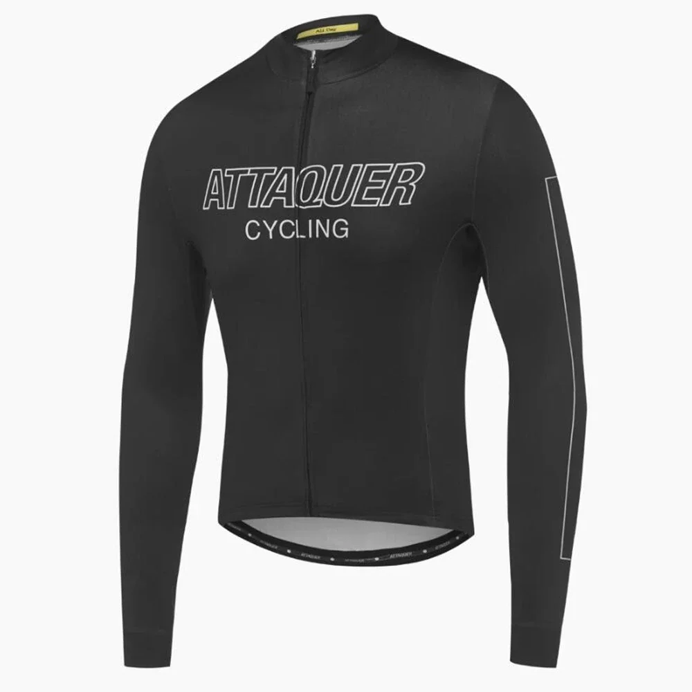 New Attaquer Team Spring Autumn Long Sleeve Cycling Jersey 2023 Black MTB  Wear Maillot Ciclista Manga Larga Para Hombre