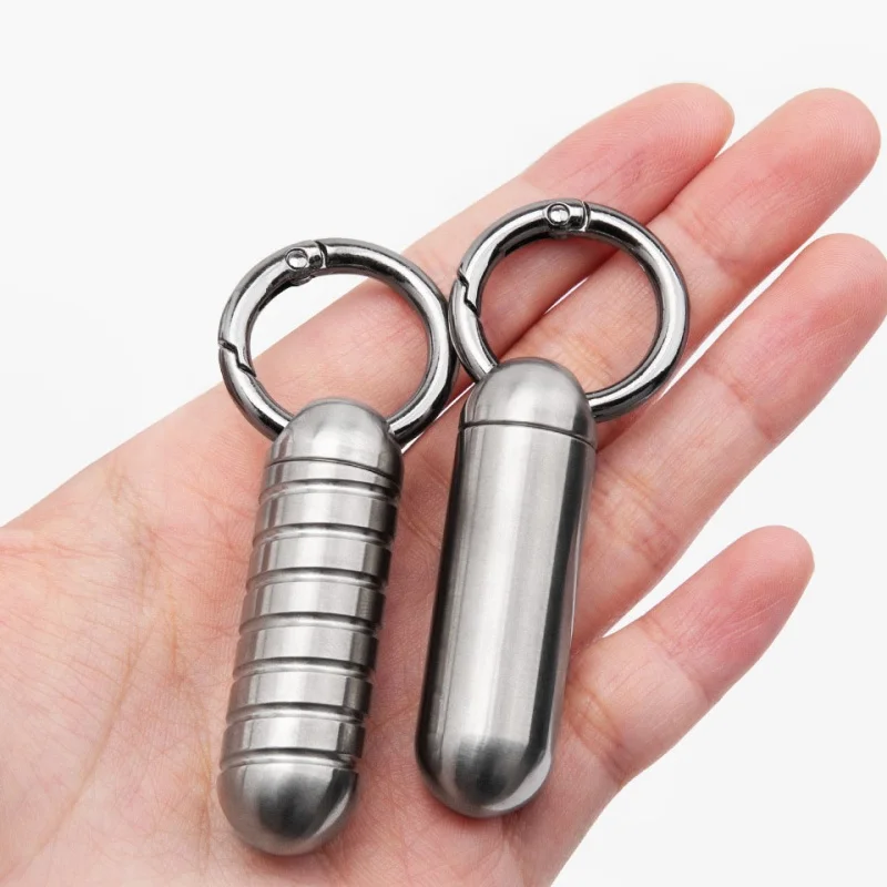 

Titanium Alloy Sealed Capsule Waterproof Pill Box Storage Container Thread Bottle Multi-function Gadget Keychain Medicine Case