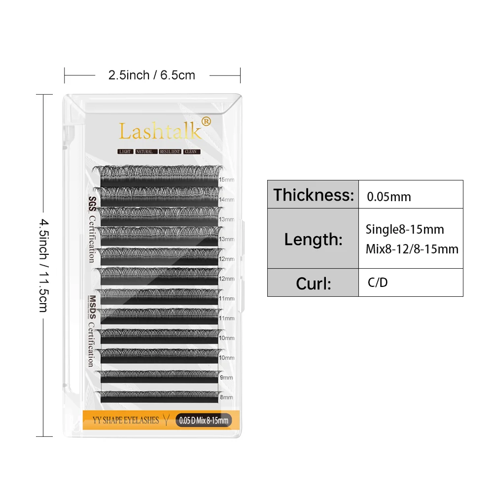 Lashtalk YY Shape Hand Woven From Nagaraku Eyelash Extension Premium Soft Light Natural Makeup Mesh Net Cross Fake Lashes Volume