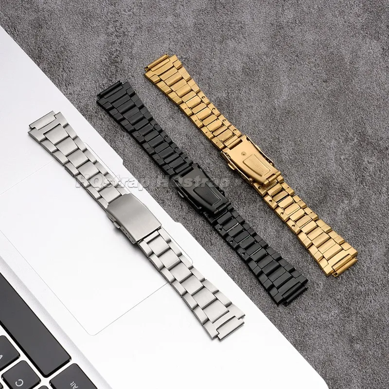 Für Casio Metall-Uhrenarmband 18mm für AE1200/1300 F-91W F84 F105/108/218 A158W/168 Edelstahl Sicherheits-Faltschließe Uhrenarmband – Detail 16