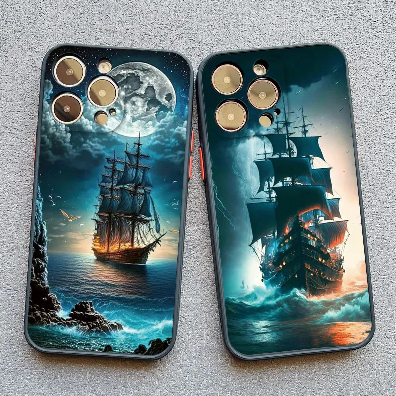 Voyage Ocean Cloudy Horizon Phone Case For Iphone 15 11 Pro Max 14 7 8 Plus SE XR XS X 13 12 Pro Max Mini Shockproof Phone Cover