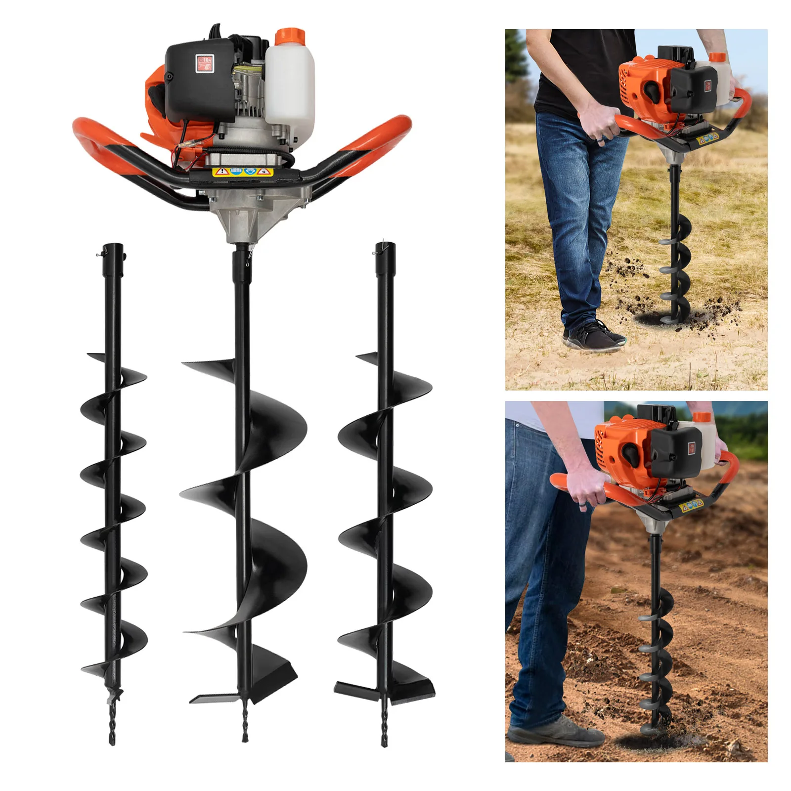 Digging Machine 52CC 2-Stroke Gasoline Fence Earth Auger FenceSingle Cylinder Post Hole Borer Ground D Orange/Black rill