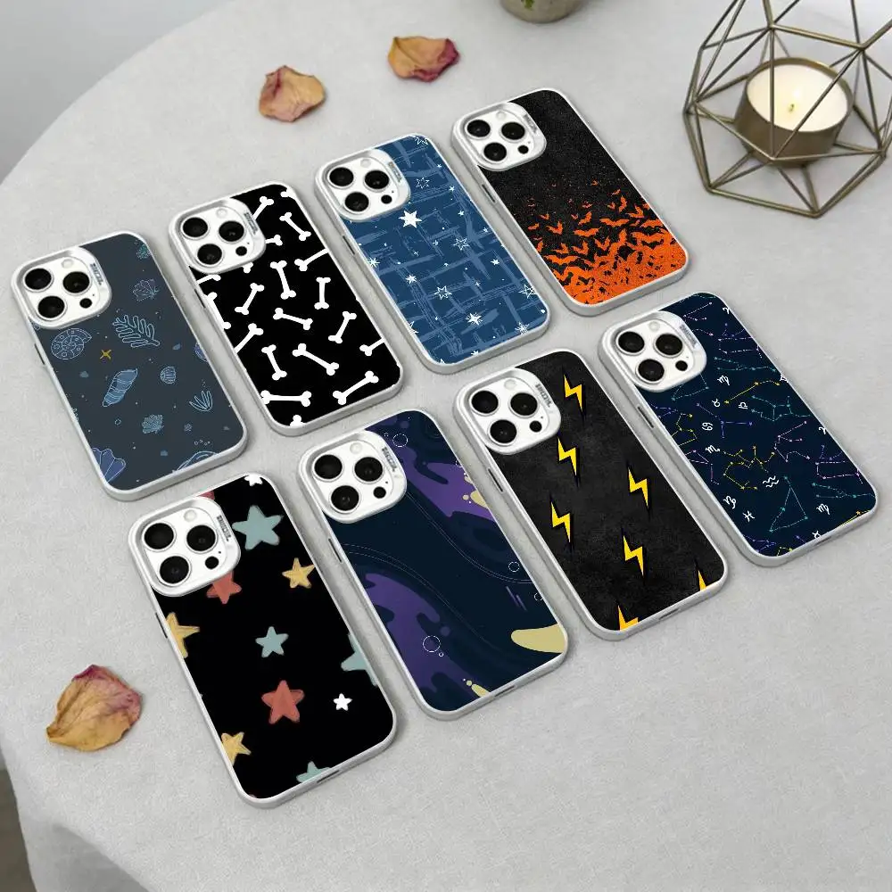 

star bone lightning bolt Phone Case For iPhone 17,16,15,14,13,12,Pro MAX Black Matte Shockproof Cover