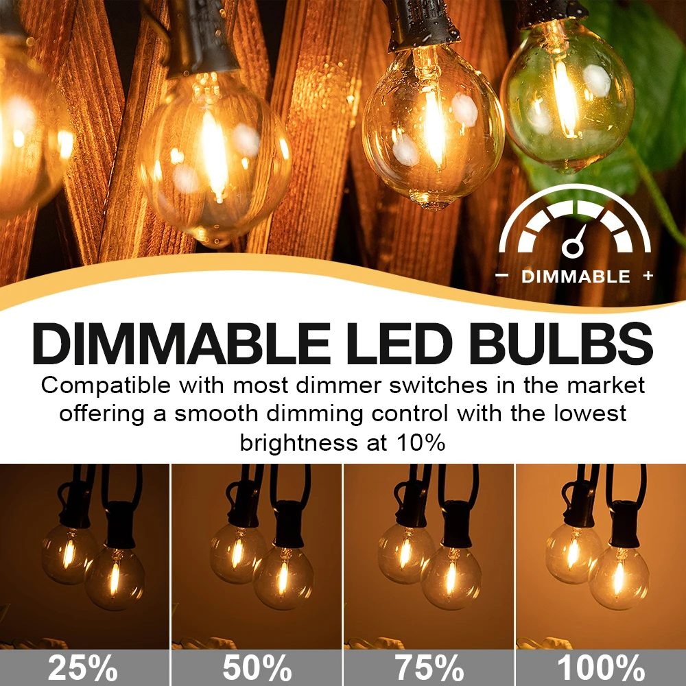 E12 Edison LED Bulb 220V 110V G40 Globe Vintage Filament Lamp Warm White 2200K 1W Retro Light Bulbs for Outdoor String Lights