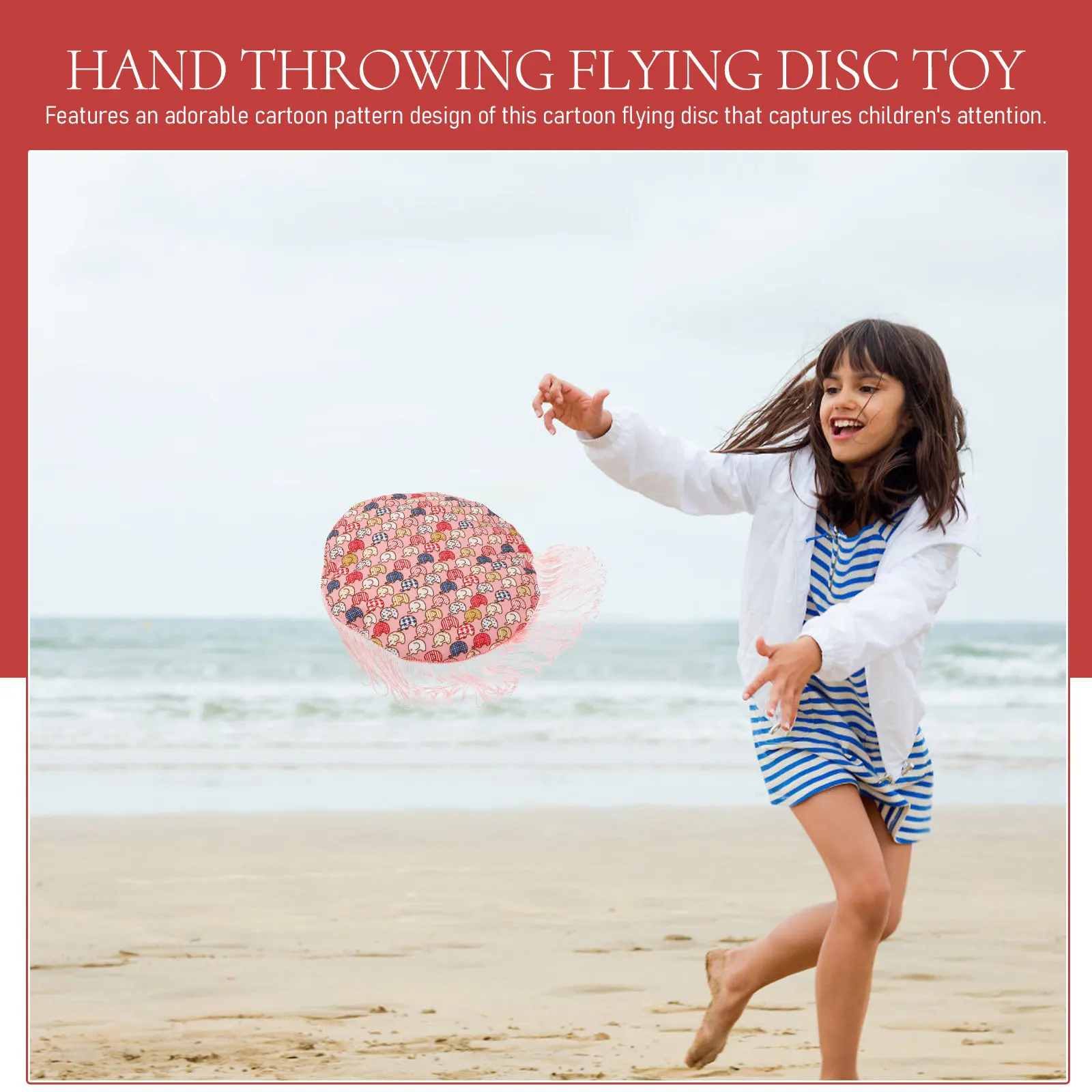 

Уличный летающий диск с мультяшным принтом, интерактивная игрушка, летающий диск с кисточками, портативный диск-игрушка