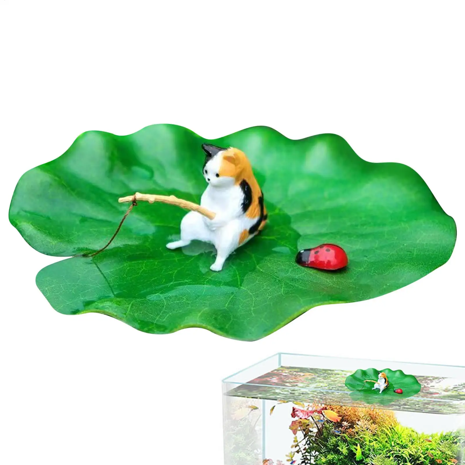Décoration d'aquarium : Modèle de chat flottant pêcheur pour aquarium, idéal pour les amateurs, les éleveurs et les débutants à domicile