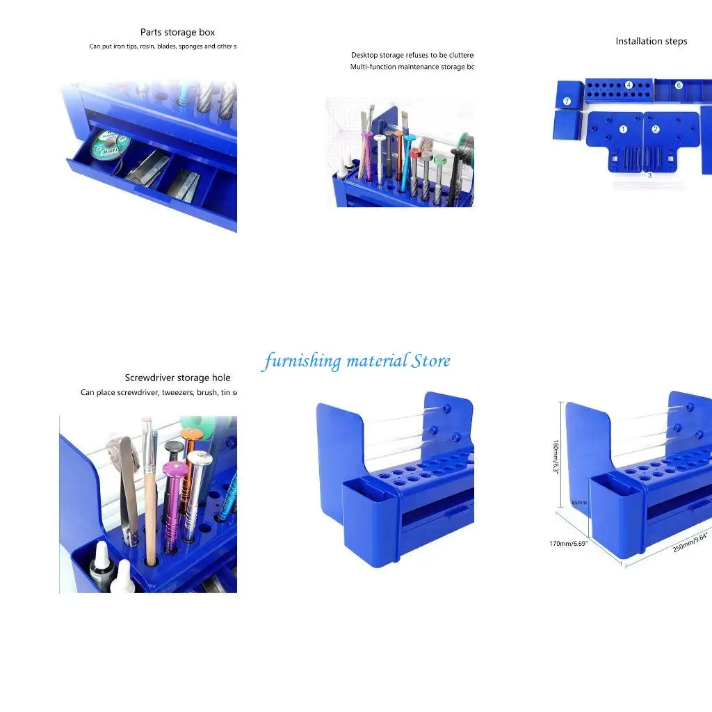 

Y5GD Multifunctional Desktop Storage Durable High Capacity Easy Maintenance Storage Box Save Space Screwdriver Storage Hole