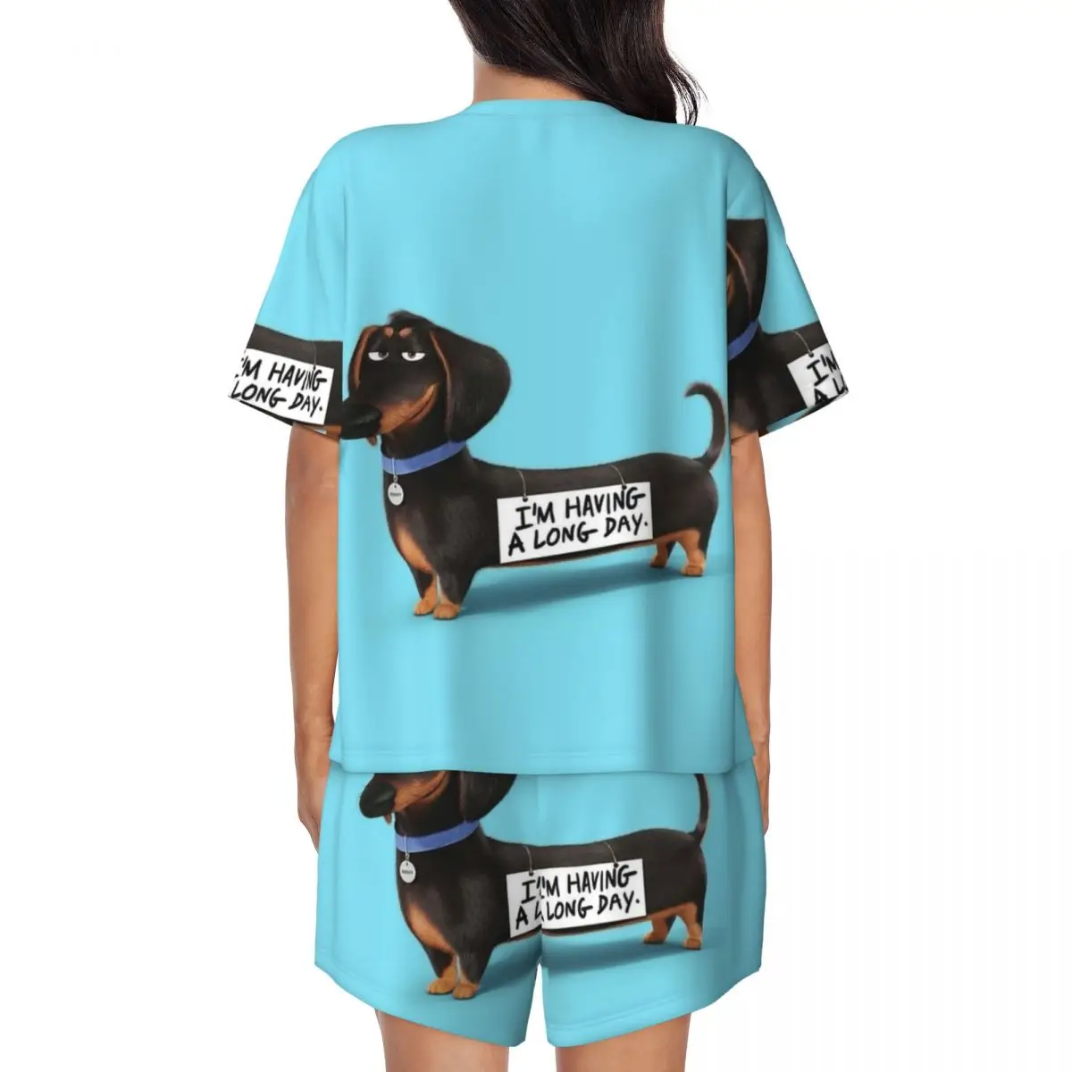 Custom Print Dachshund Dog Funny Pupy Pajamas Set Wiener Badger Sausage Dog Two-piece Pjs Sets Short Sleeve Sleepwear Loungewear