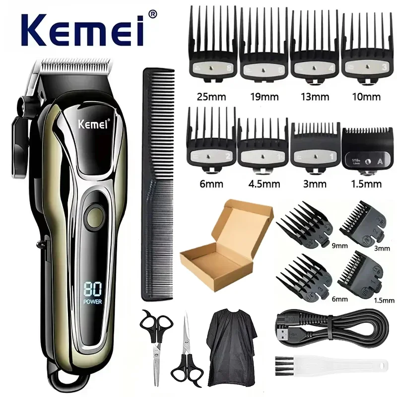 Kemei PG1990A Oplaadbare Tondeuse of Limietkammen Professionele Draadloze Mannen Tondeuse Heren Haar Snijmachine Kapper