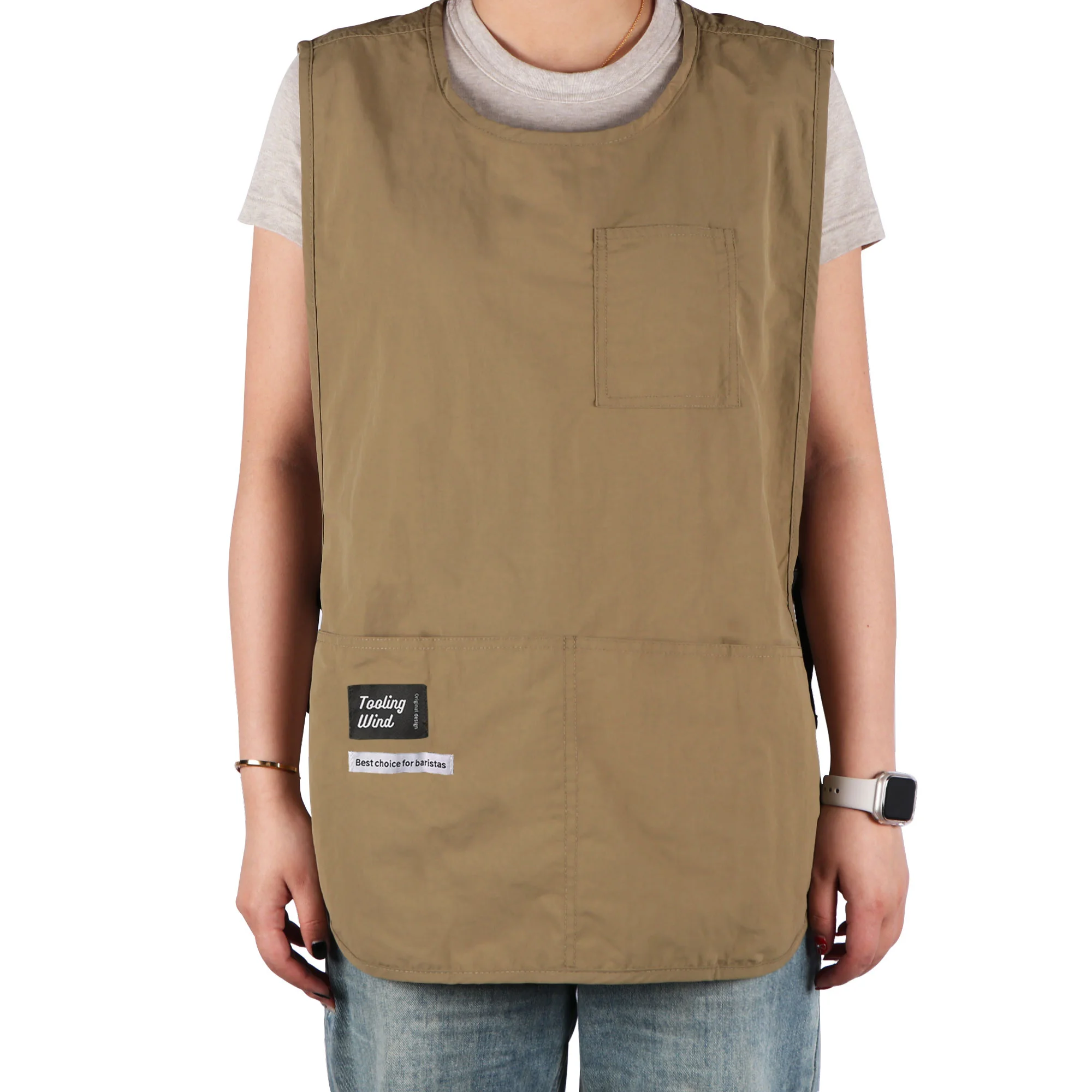 Casual Workwear Vest Apron Men's Women's Coffee Shop Studio Waterproof StainResistant Work Clothes Two-Piece Adjustable Apron