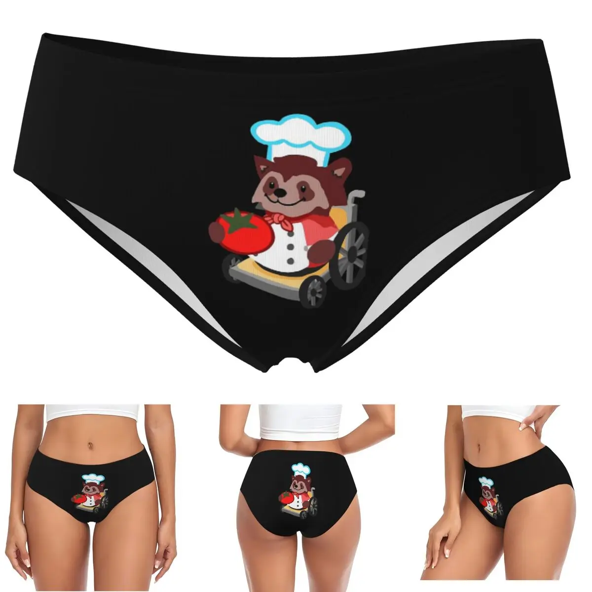 

Милые трусики на заказ для инвалидной коляски, енота, шеф-повара, подарочные трусы, женские удобные трусы, нижнее белье, дышащие женские трусы