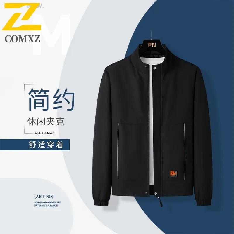 

Весенне-осенняя мужская рабочая куртка с воротником-стойкой, модное повседневное пальто для универсального делового офиса, водонепроницаемая ветрозащитная верхняя одежда