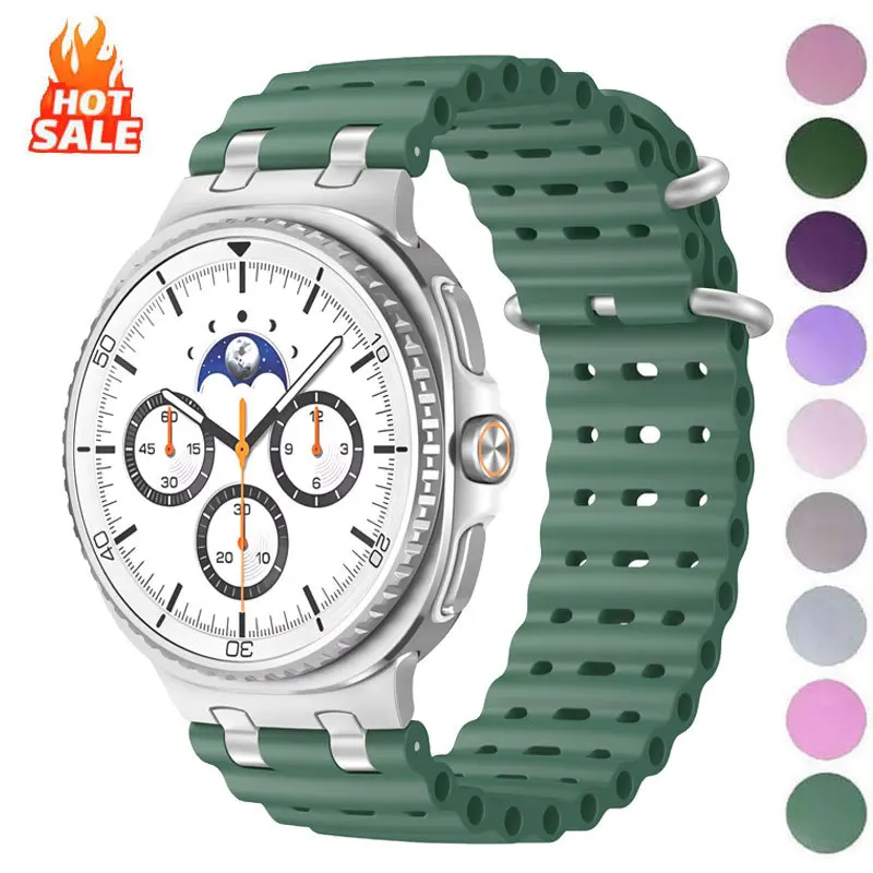 Silikon-Ozean-Sportarmband für Samsung Galaxy Watch 8, 40 mm, 44 mm, Armband für Galaxy Watch 8 Classic 46 mm, Metallanschluss