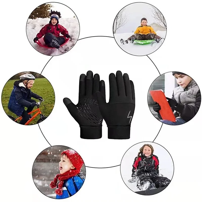 Guanti da equitazione per bambini invernali per bambini Touch Screen impermeabile antiscivolo caldo Sport all\'aria aperta bicicletta ciclismo sci