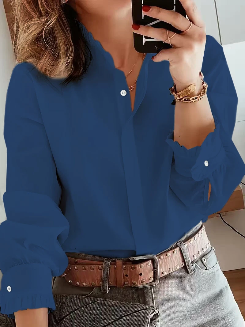 

Темпераментная свободная женская рубашка, модная повседневная блузка, элегантная женская рубашка с длинным рукавом, праздничный топ выходного дня