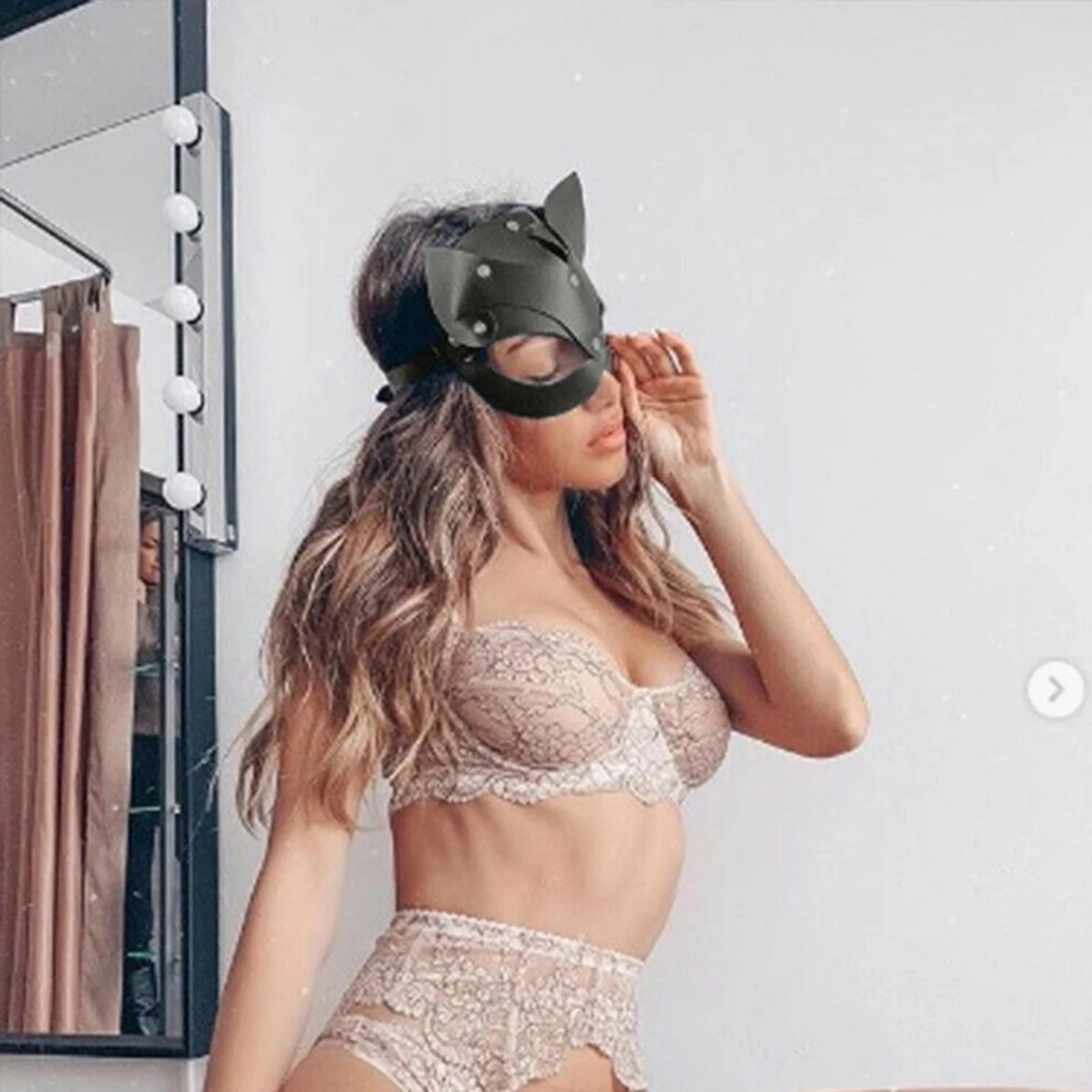 男性と女性のための革のパンクマスク,キツネのコスプレ,大人のおもちゃ,エロティックな衣装,ハロウィーンパーティー,大人の目のためのセクシーなpuマスク