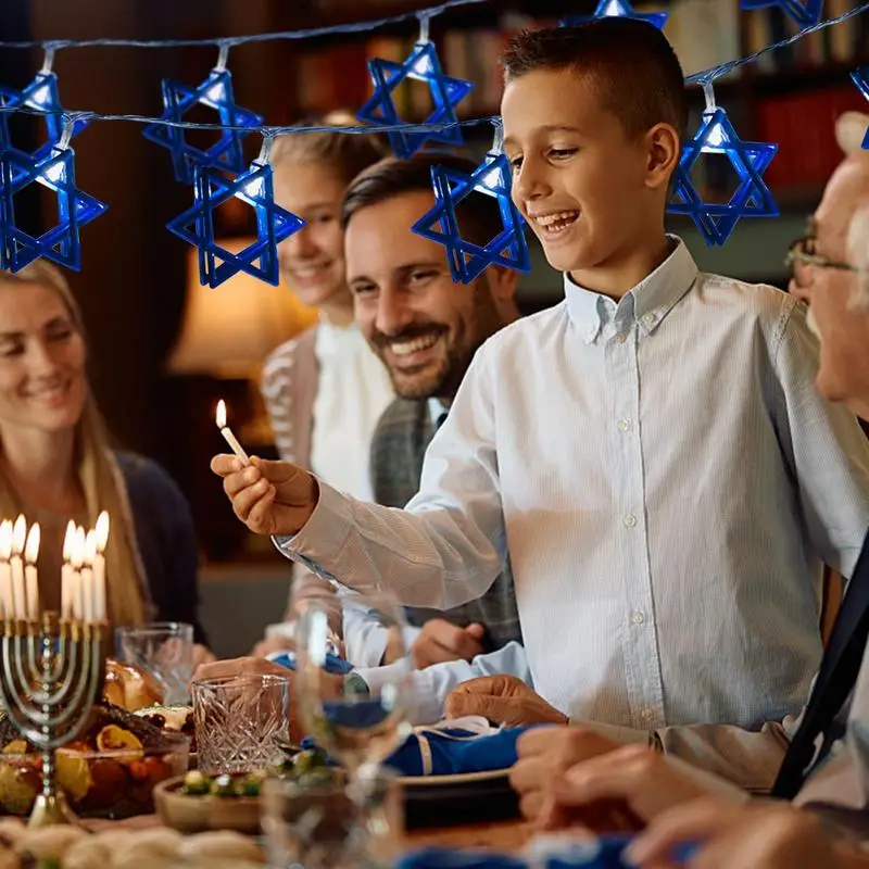 ไฟราวประดับ Hanukkah ไฟตกแต่งหน้าต่างไฟราวประดับ Chanukah ใช้แบตเตอรี่สำหรับเตาผิง
