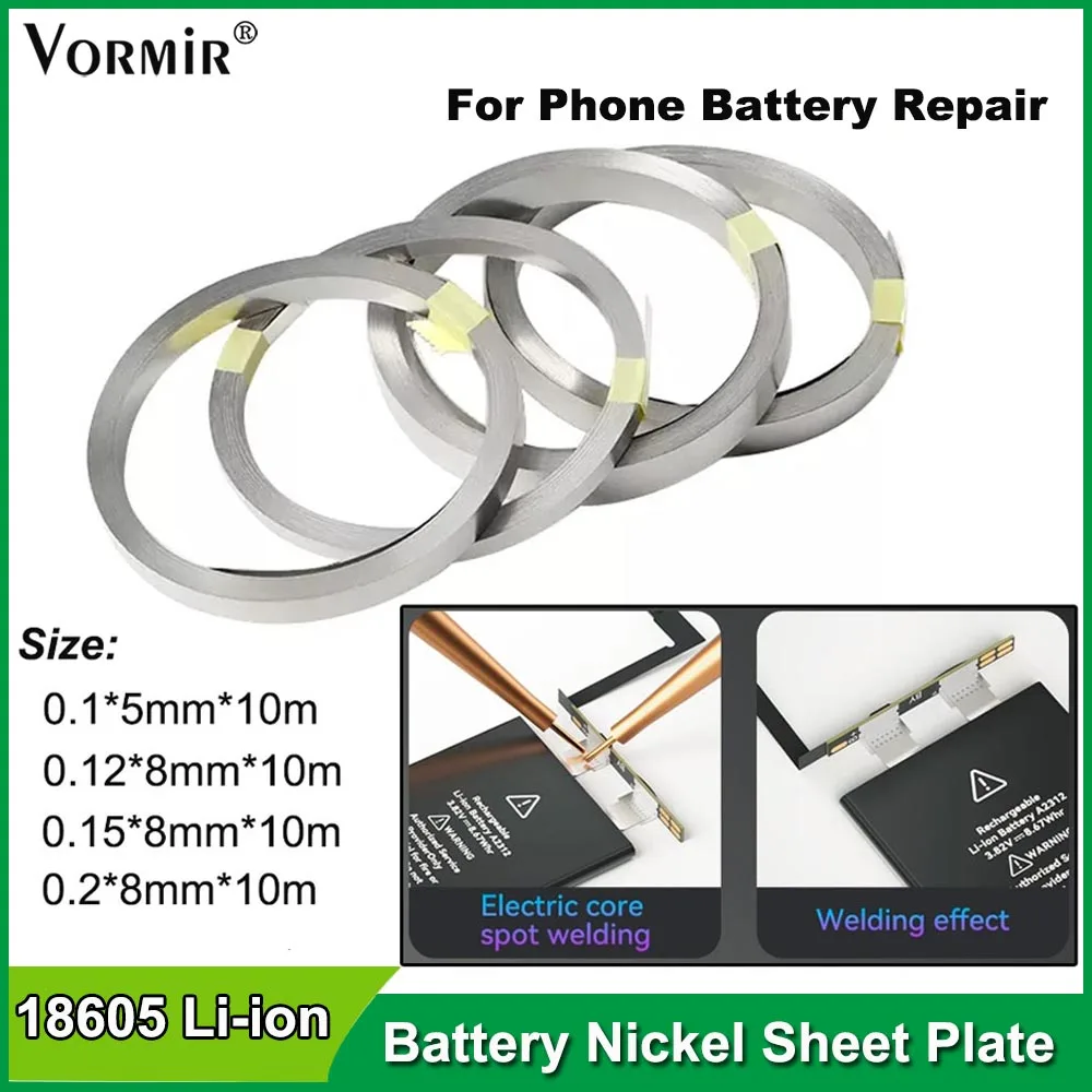 

18650 Li-ion Battery Nickel Sheet Plate Nickel Plated Steel For iPhone Battery Cell Flex Welding Repair Connector Belt 10m/pcs