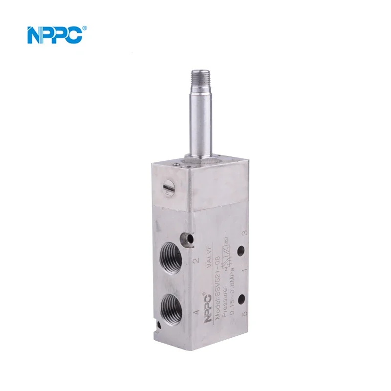 NPPC العلامة التجارية الفولاذ المقاوم للصدأ SUS316 SSV521-08 صمام الملف اللولبي رئيس واحد حجم المنفذ 1/4 نوع تركيب الأنابيب دعم المشغل اليدوي #2