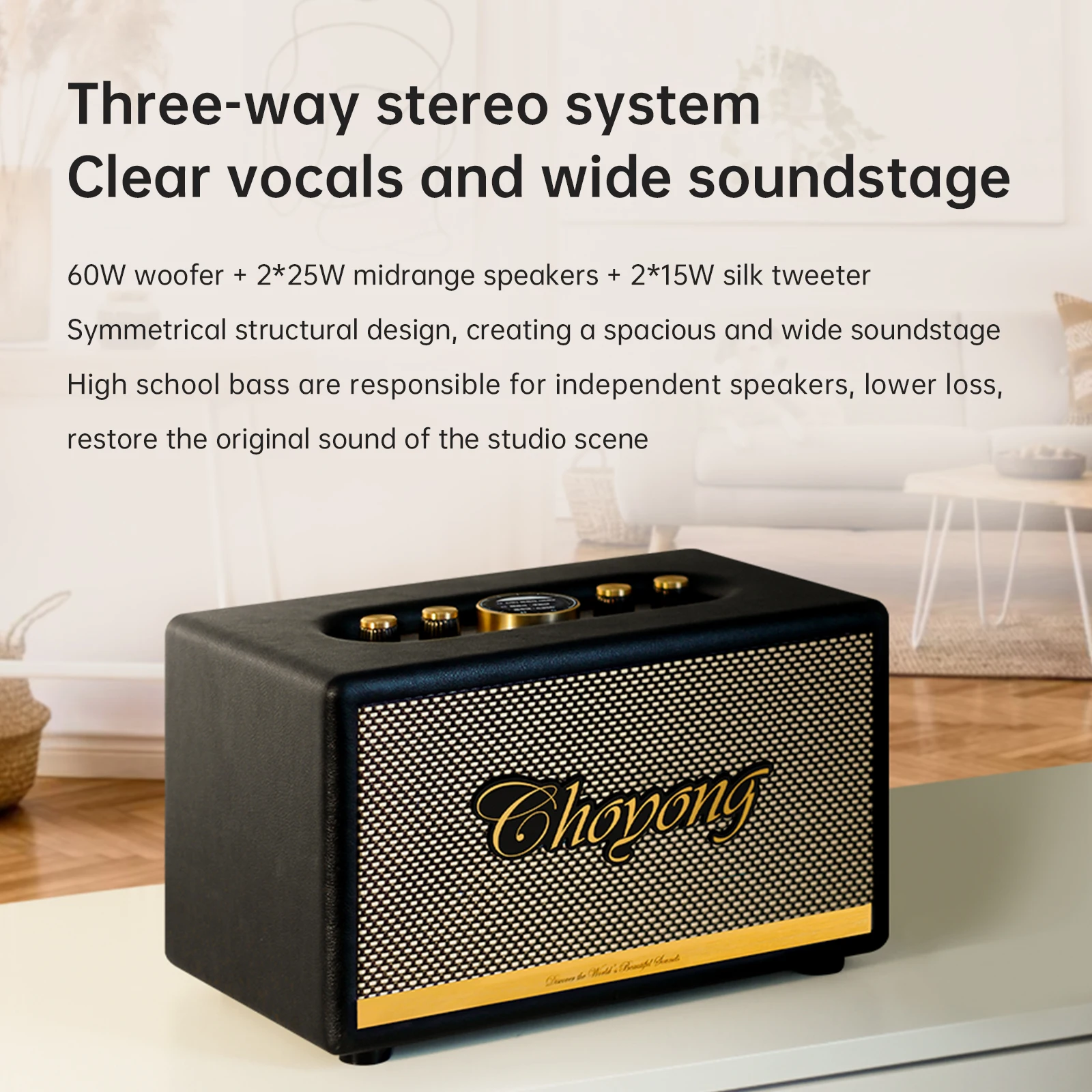 

Choyong Maestro C2 WiFi Speaker Wireless Bluetooth Smart Speaker,Three-way Speaker System,Internet Radio Global Station,Record
