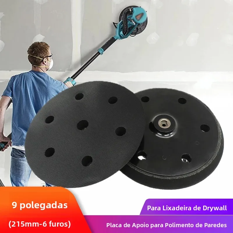 Placa de Suporte para Polimento de Parede de 9 polegadas (215mm) com Fixação por Gancho e Laço, Almofada de Lixamento de Reposição para Lixadeira de Drywall