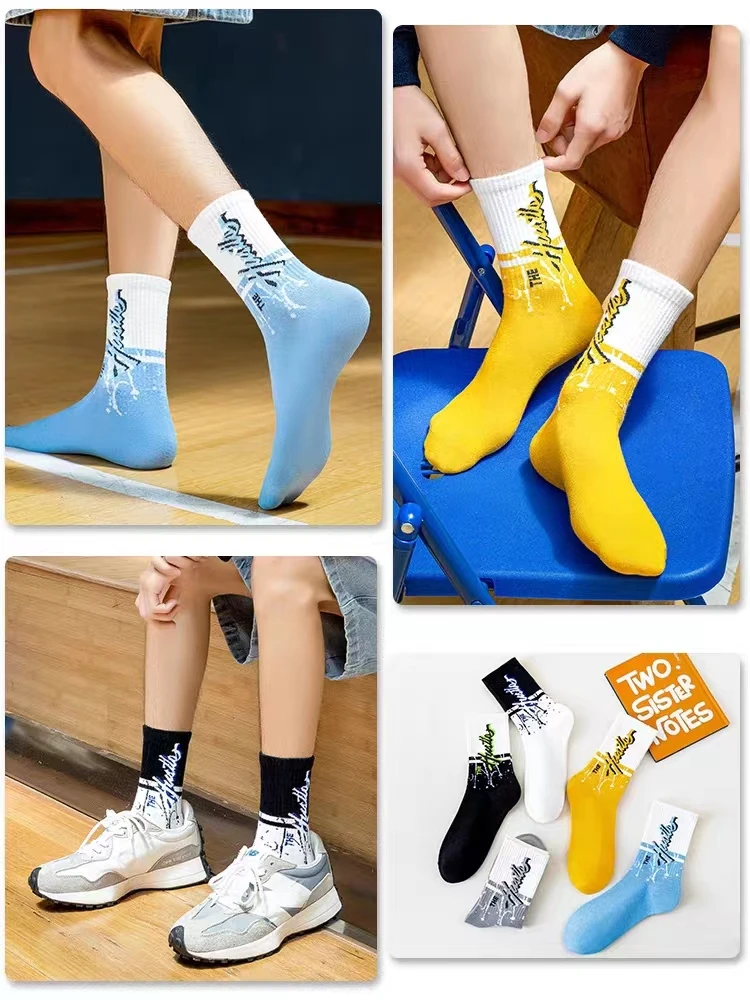 5 Pairs High Quality Men Socks Colourful Happy Casual Long Socks Autumn Winter Men Women Fashion Sokken Sport Skateboard Socks