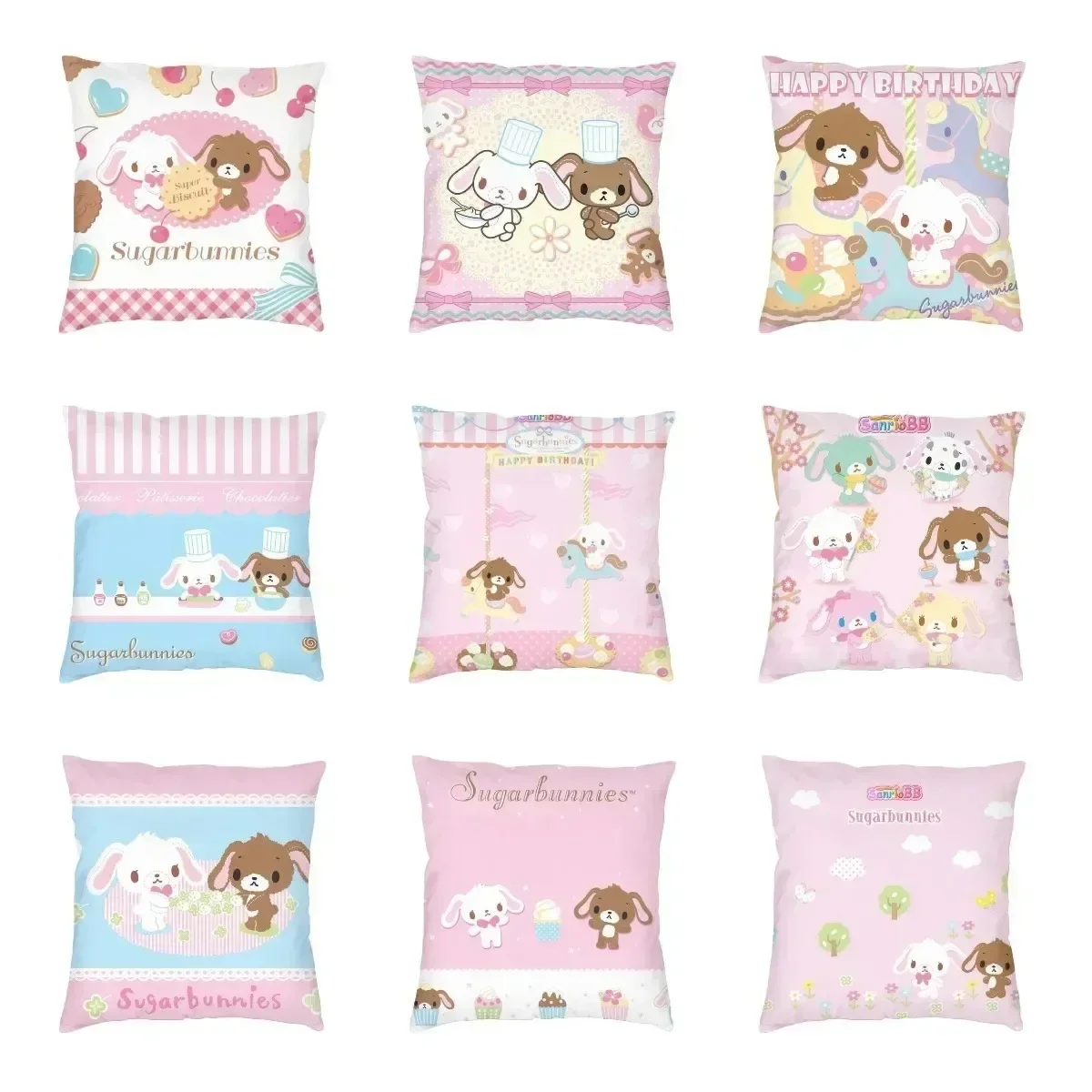 Cartoon Bunny Sugarbunnies Cushion Cover Japanese Anime Throw Pillow Case for Sofa Square Pillowcase Home Decorative 35/40/45CM