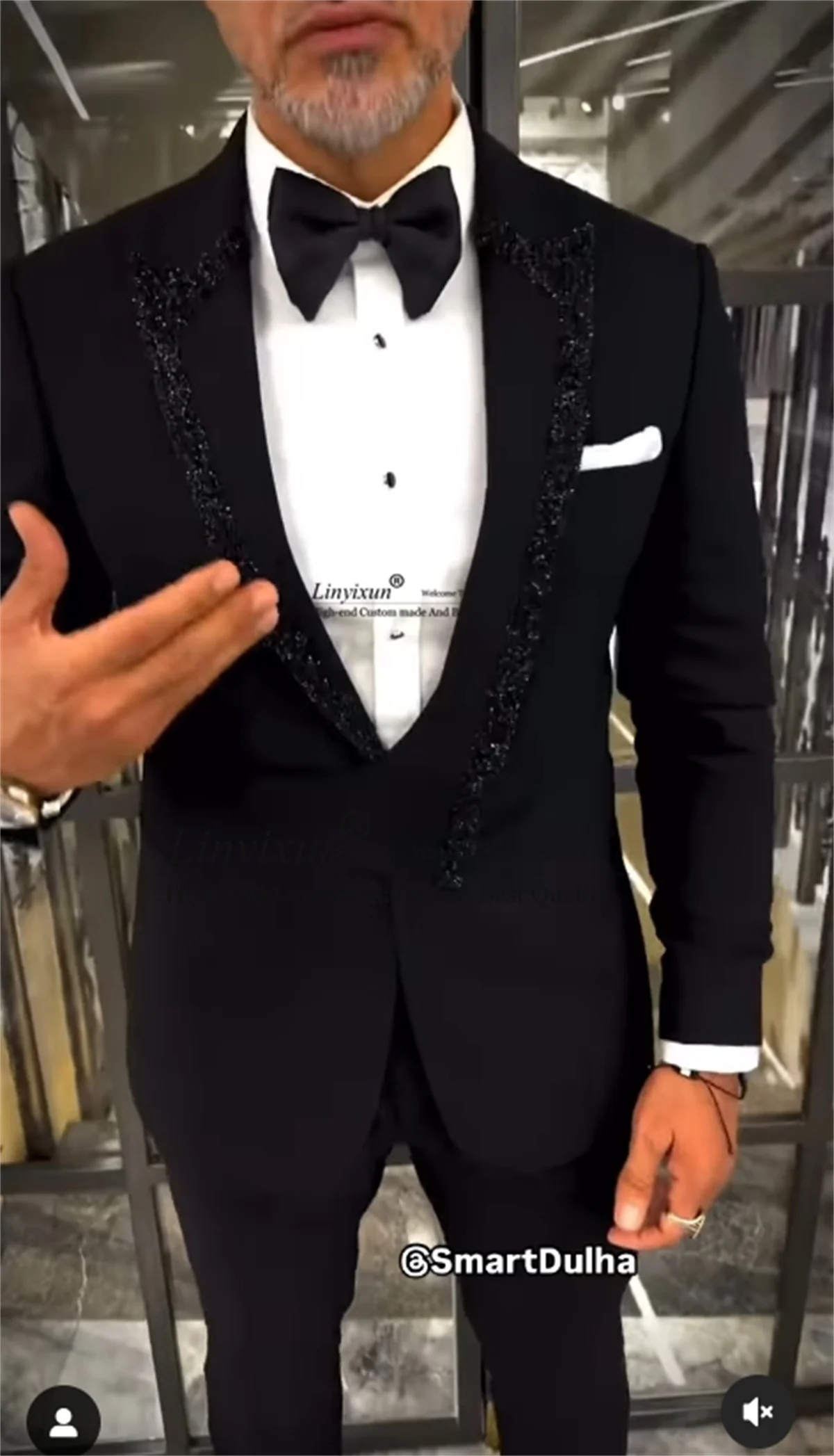 Glitter Beaded Sequin Lapel Tuxedos Men Suit 2 Piece SetsMale Prom Blazers Customized Wedding Groom  Slim Fit trajes para hombre