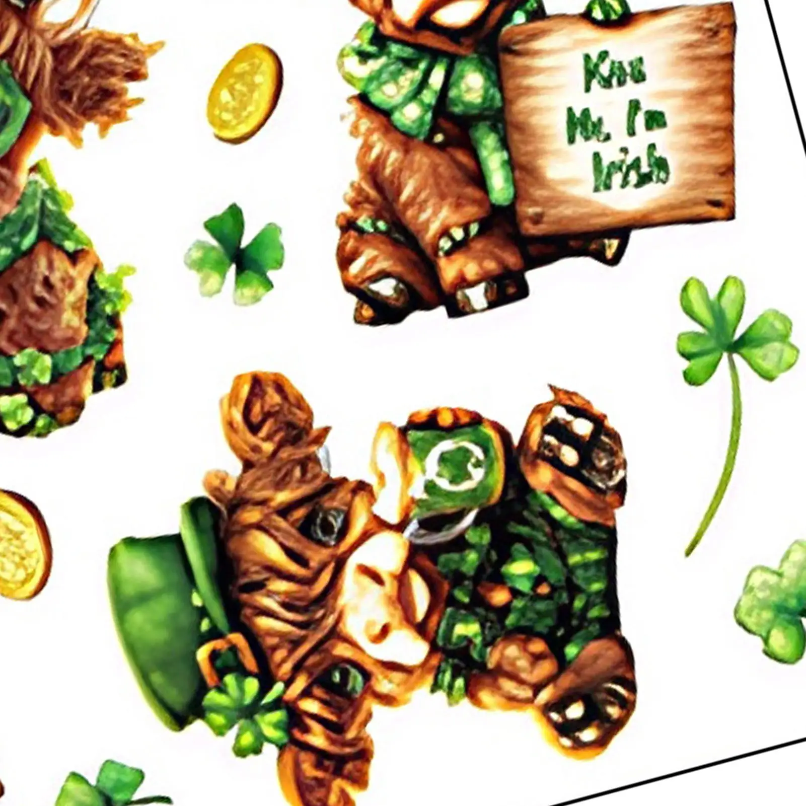 St Patrick Stickers Cute Reusable Green Cartoon PVC Decorations Ready To Press Shamrock Cow Sticker For Notebook Computer Water