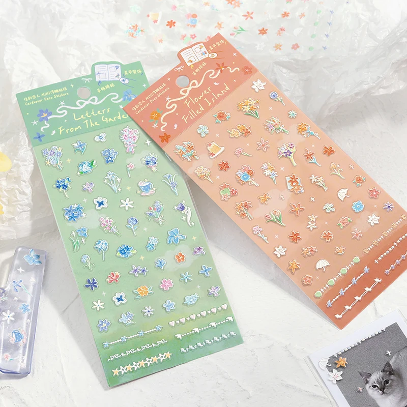 1pcs MINI Relief Stickers - Dialogue Series between Wind and Flowers - Fresh Flower 3D Bookkeeping Stickers