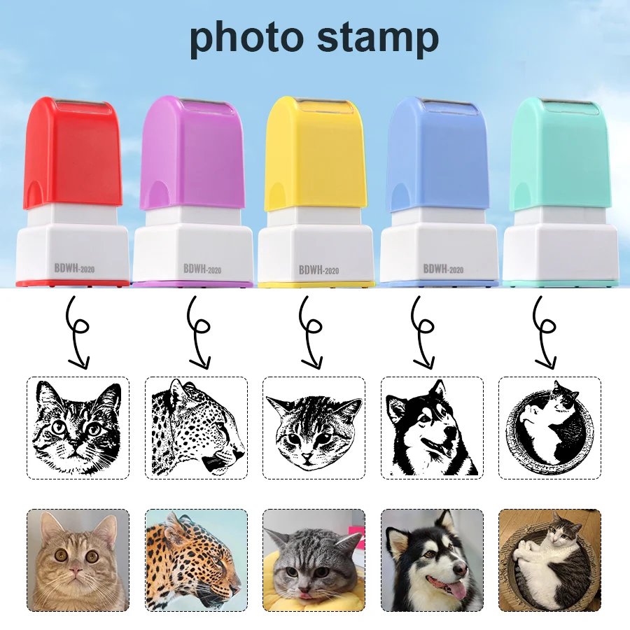 Sellos de retrato de mascotas personalizados, sellos en forma de perro DIY, recuerdos personalizados de gato y perro, regalos, opciones de tinta de 5 colores