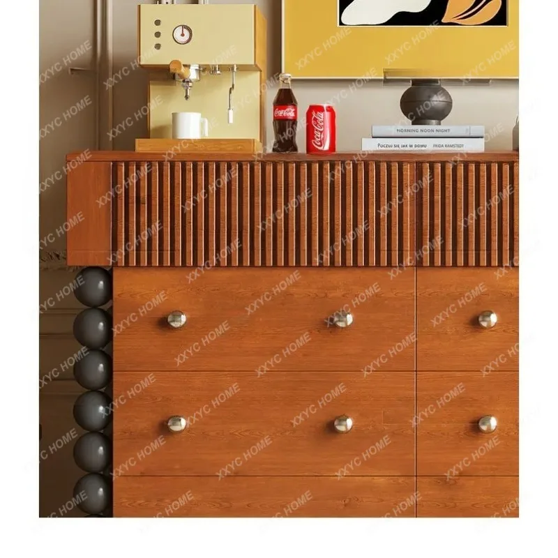 XXFactory Direct vintage style color-blocked Roman column-style sideboard, living room wood-colored multifunctional cabinet